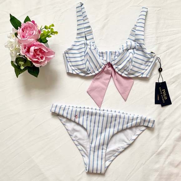 Striped Wide Band Bikini Top & Devin Bottoms